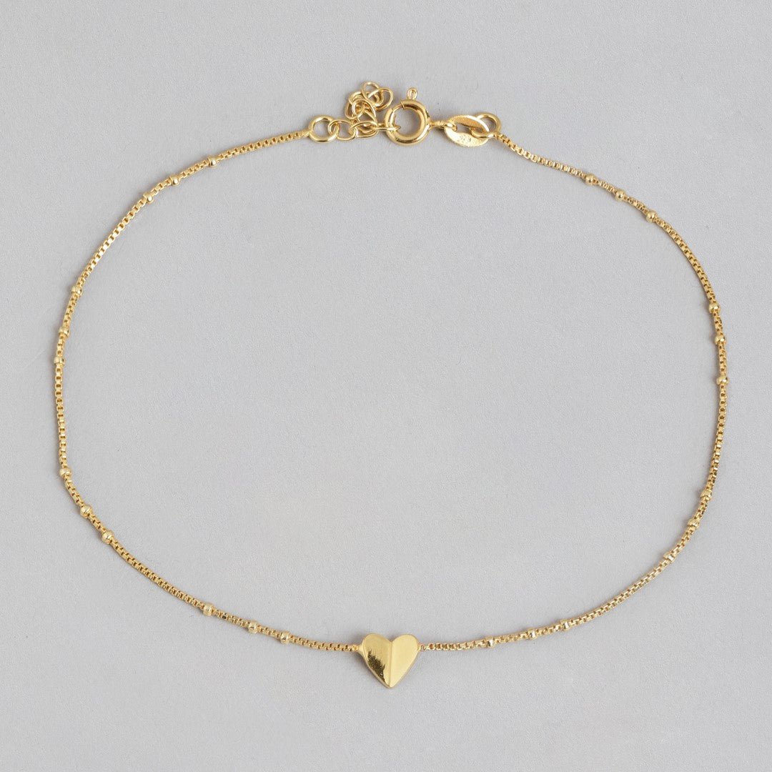 Golden Heartstrings 925 Sterling Silver Gold-Plated Chain Anklet