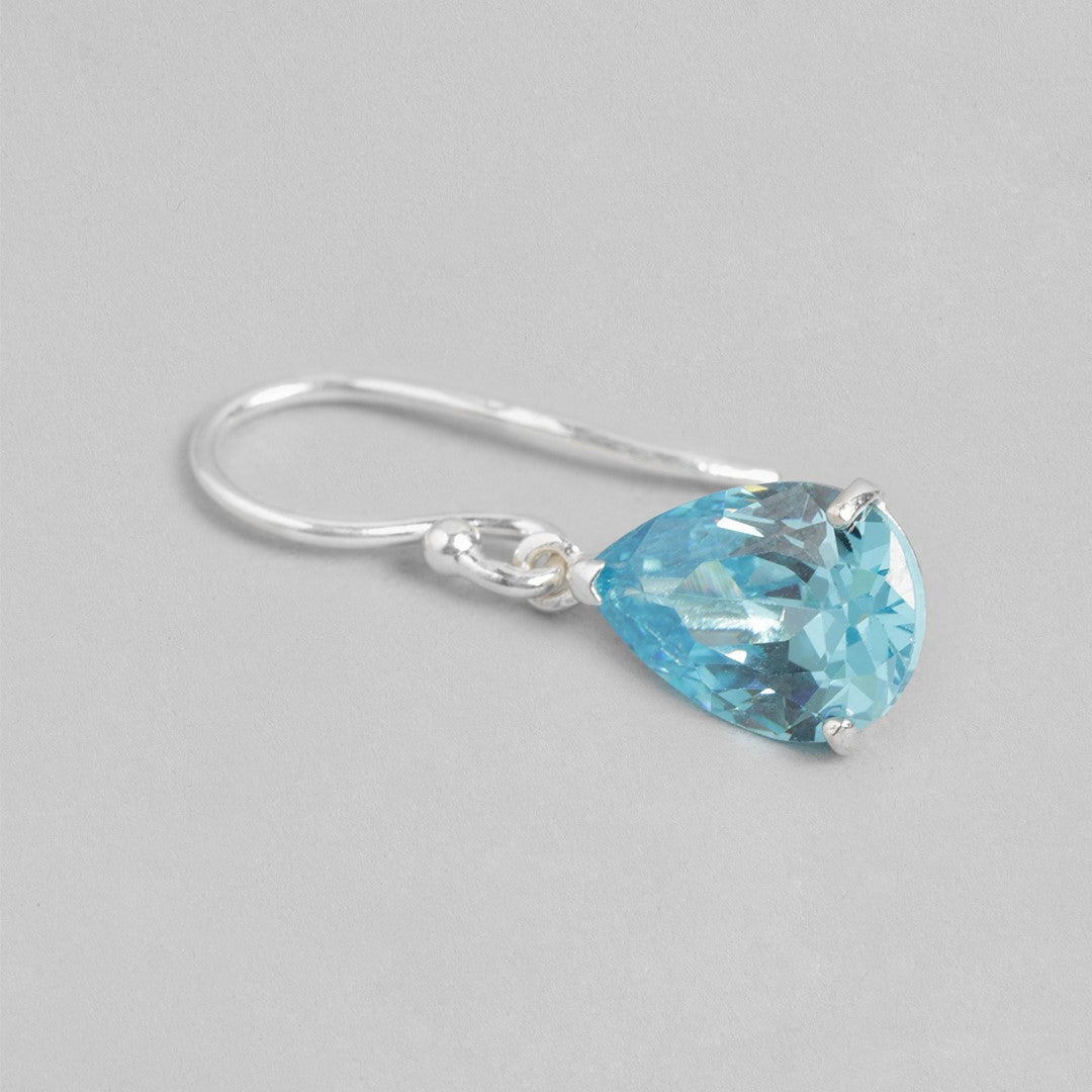 Sapphire Serenade Rhodium-Plated Blue CZ 925 Sterling Silver Drop Earrings
