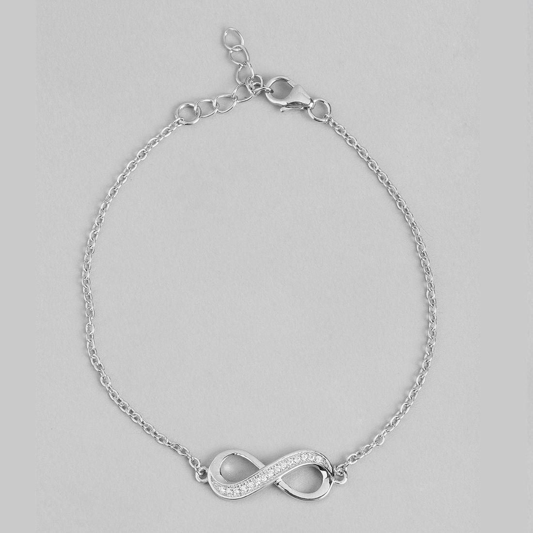 Infinity Reflections Rhodium-Plated 925 Sterling Silver Bracelet with Cubic Zirconia
