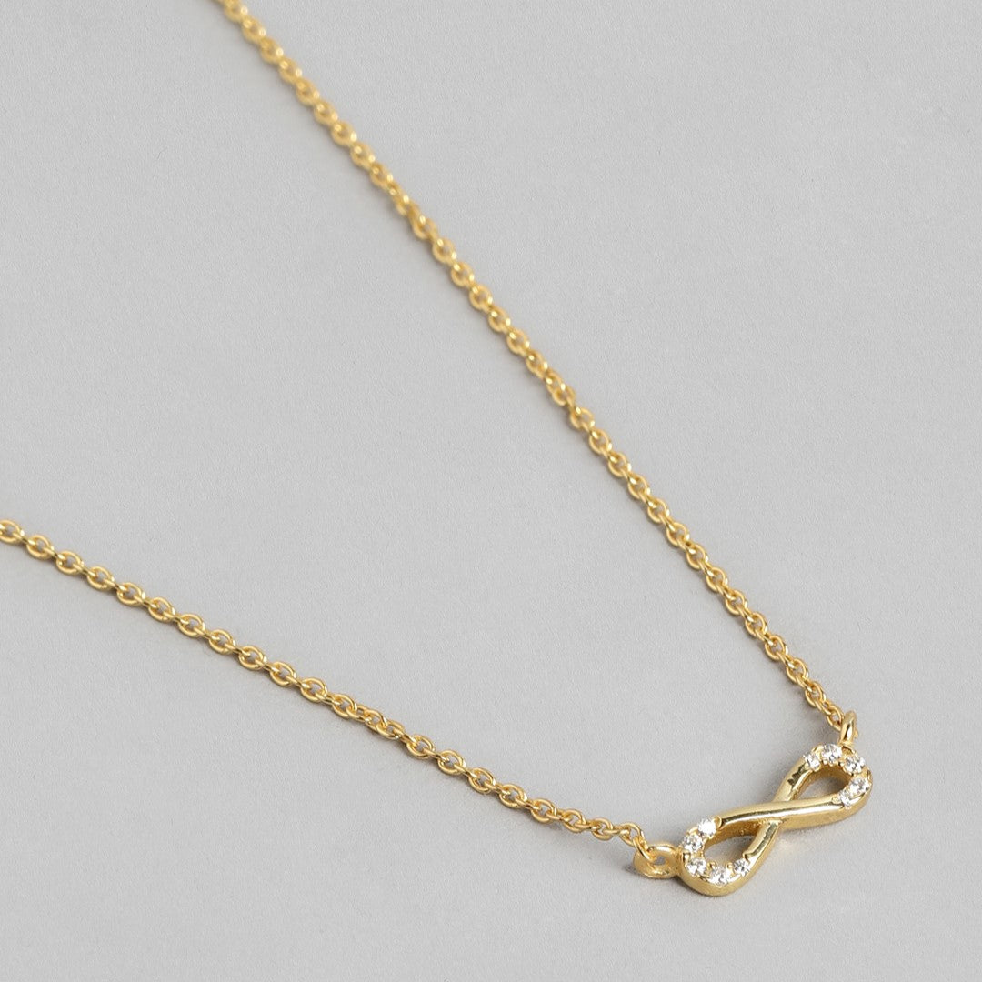 Infinite Gold Dreams CZ 925 Sterling Silver Infinity Necklace