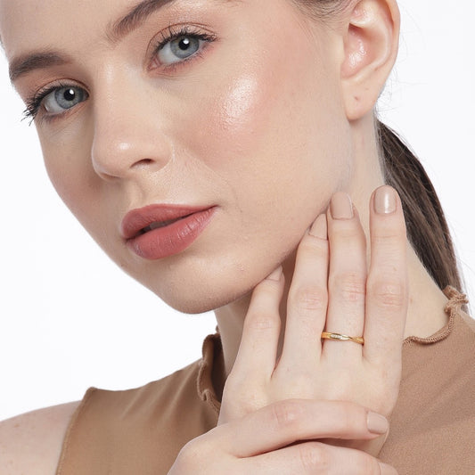 Golden Harmony Gold-Plated 925 Sterling Silver CZ Couple Ring (Adjustable)