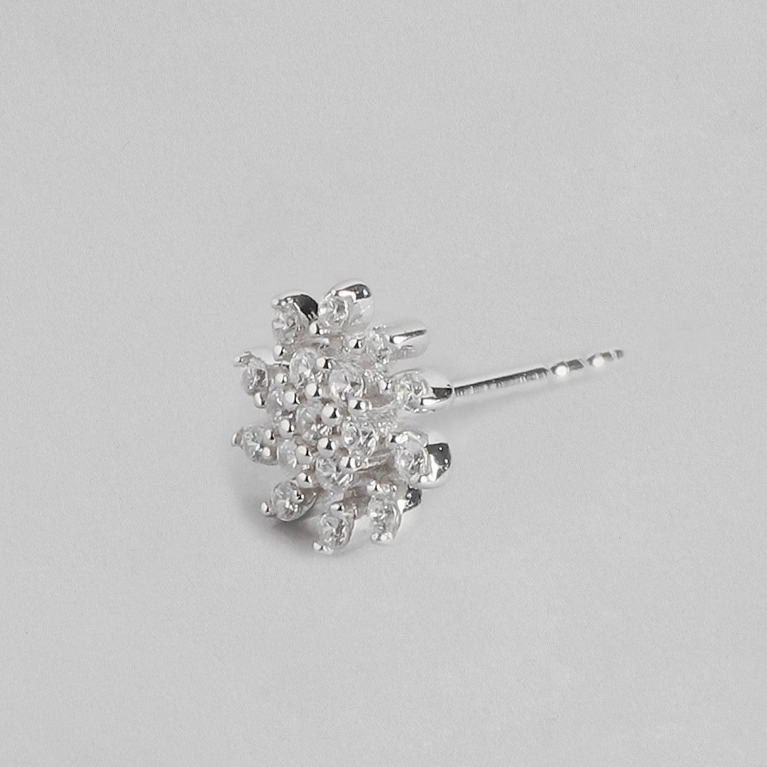 Whispering Petals Rhodium Plated 925 Sterling Silver Studs