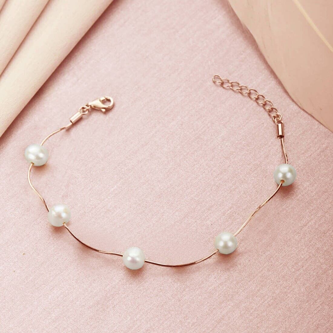 Divine Pearl Rose Gold 925 Silver Bracelet