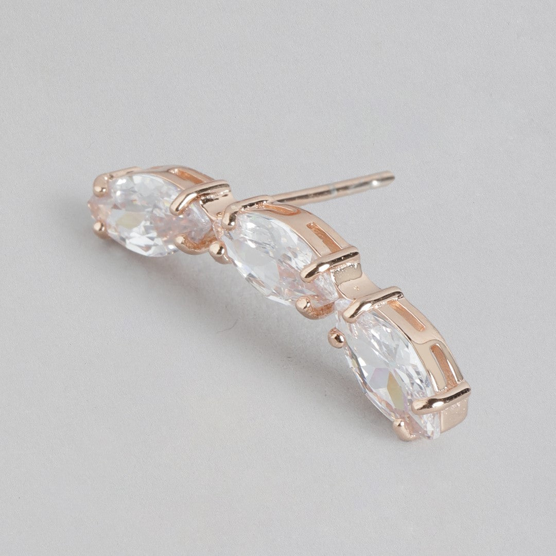 Rose Gold Brilliance Cubic Zirconia 925 Sterling Silver Earrings
