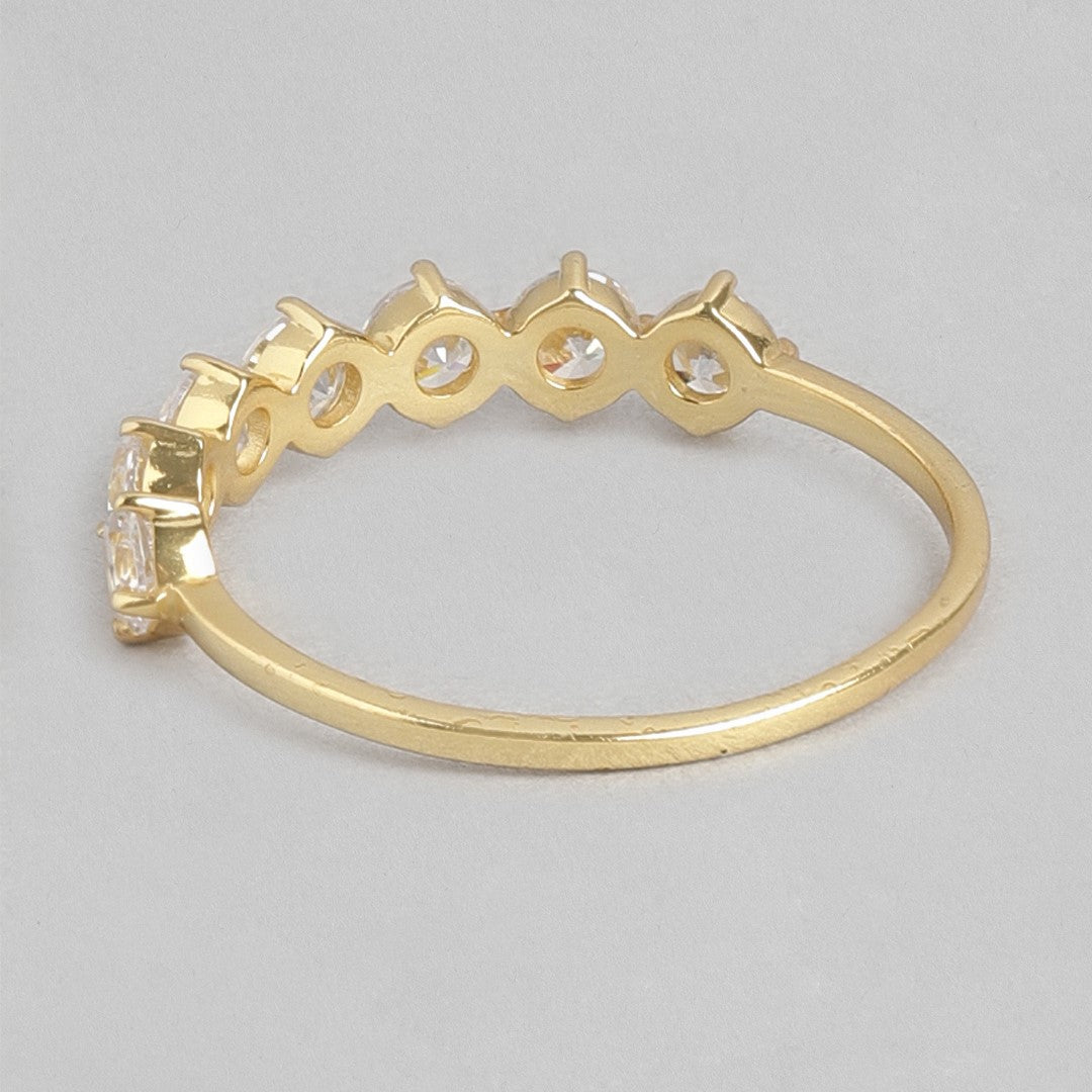 Golden Glow CZ Studded Gold Plated 925 Sterling Silver Ring