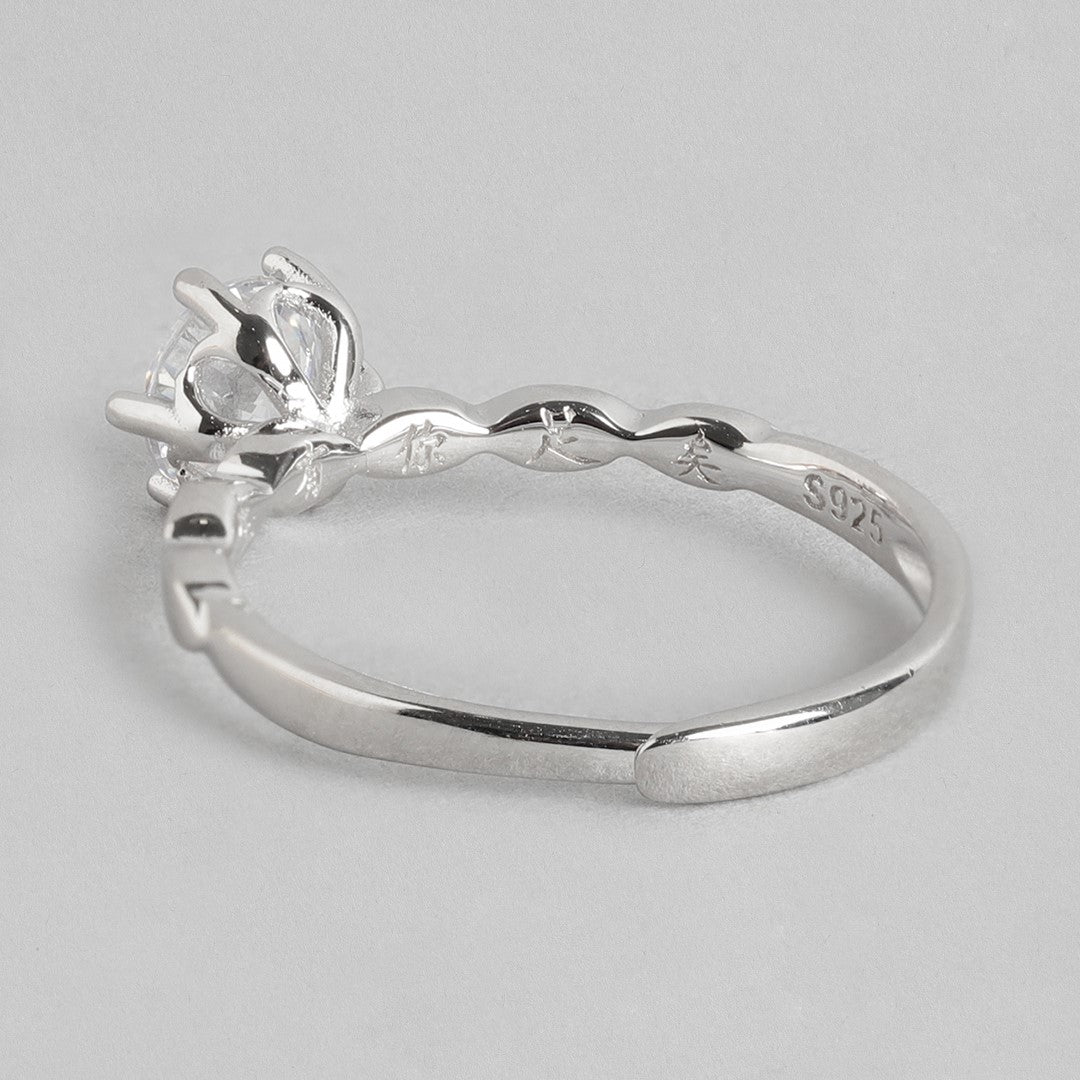 Eternal Radiance Rhodium-Plated 925 Sterling Silver Couple Ring