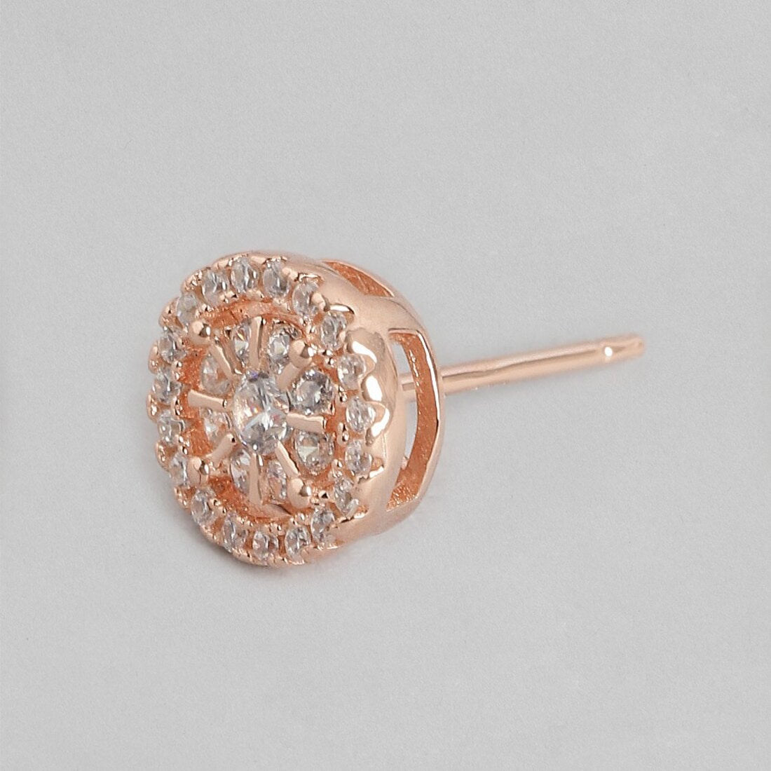 Radiant Blooms Rose Gold Plated 925 Sterling Silver Cubic Zirconia Stud Earrings