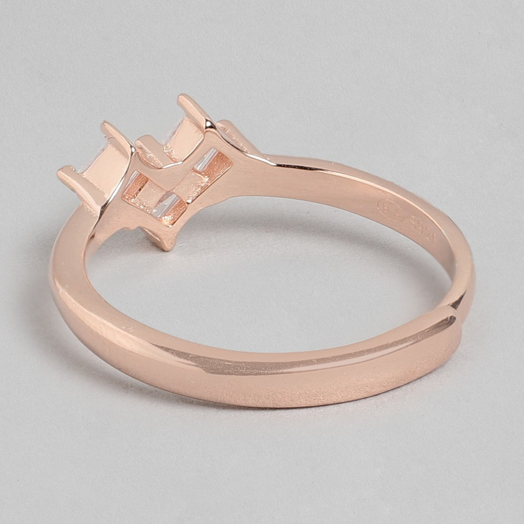 Radiant Blush Rose Gold-Plated 925 Sterling Silver Ring (Adjustable)