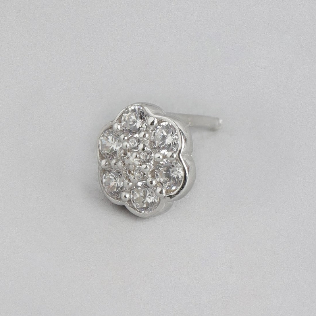 Minimal CZ Studded Rhodium Plated 925 Sterling Silver Studs