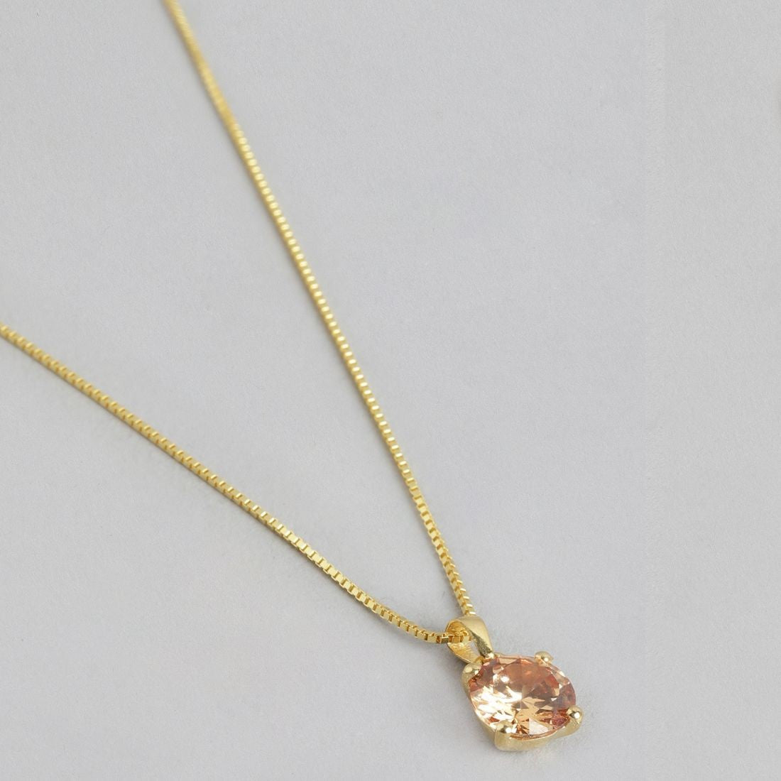Yellow Solitaire Box Chain Gold Plated 925 Sterling Silver Pendant