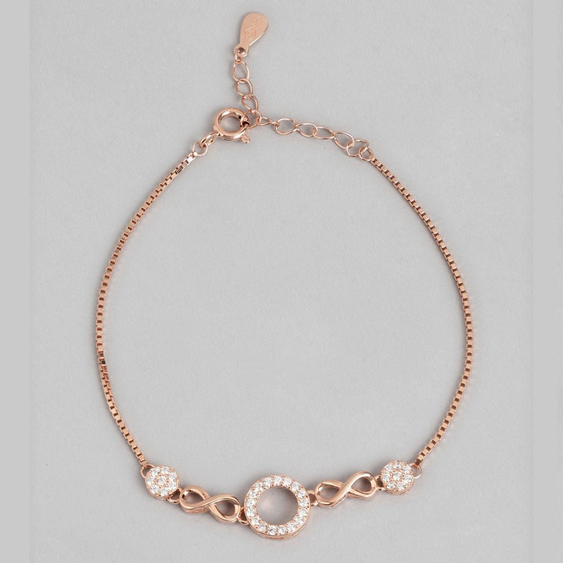 Eternal Circles Rose Gold-Plated 925 Sterling Silver Bracelet with Cubic Zirconia