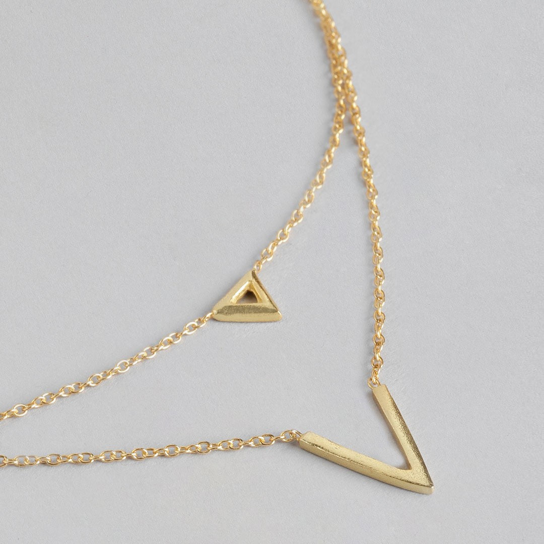 Triangular Gleam 925 Sterling Silver Gold-Plated Link Chain Necklace