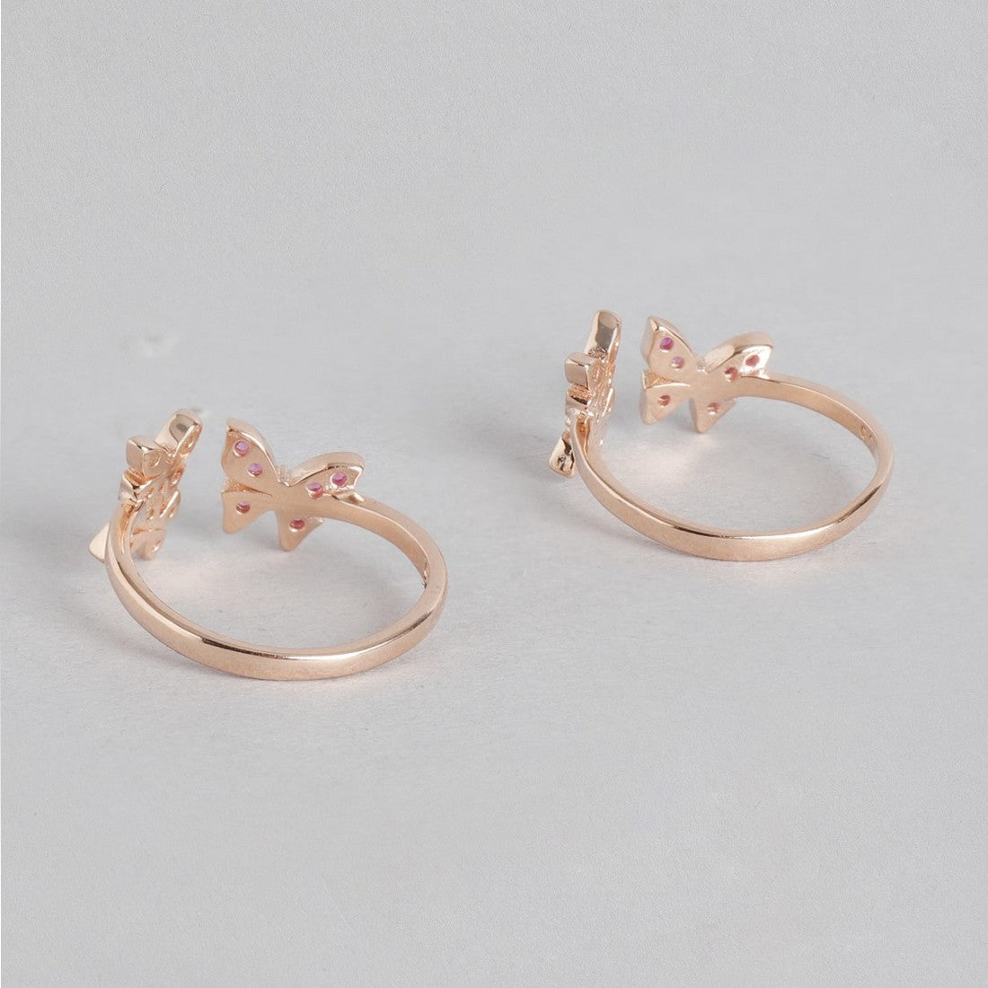 Butterfly Studded Rose Gold Plated 925 Sterling Silver Toe Ring