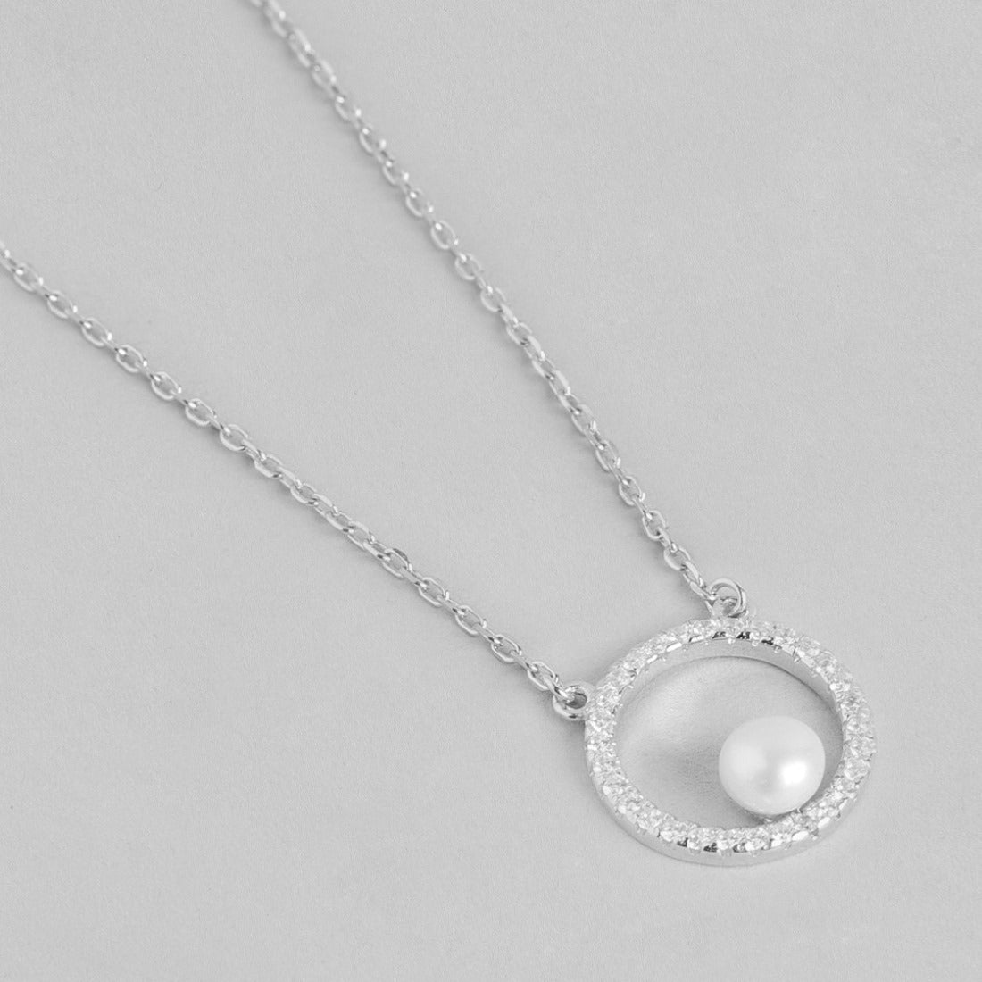 Circular Radiance Pearl Rose Gold-Plated 925 Sterling Silver Necklace