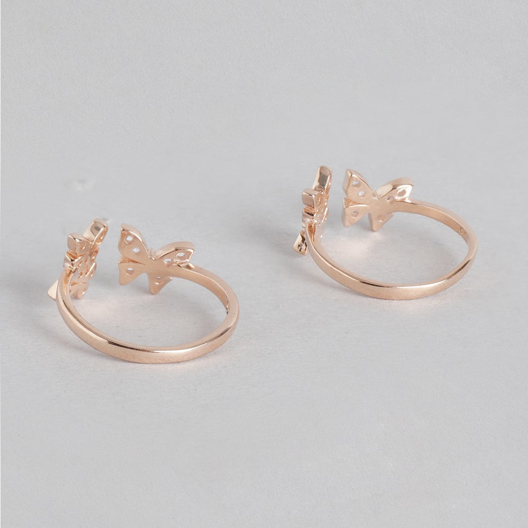 Butterfly CZ Rose Gold Plated 925 Sterling Silver Toe Ring
