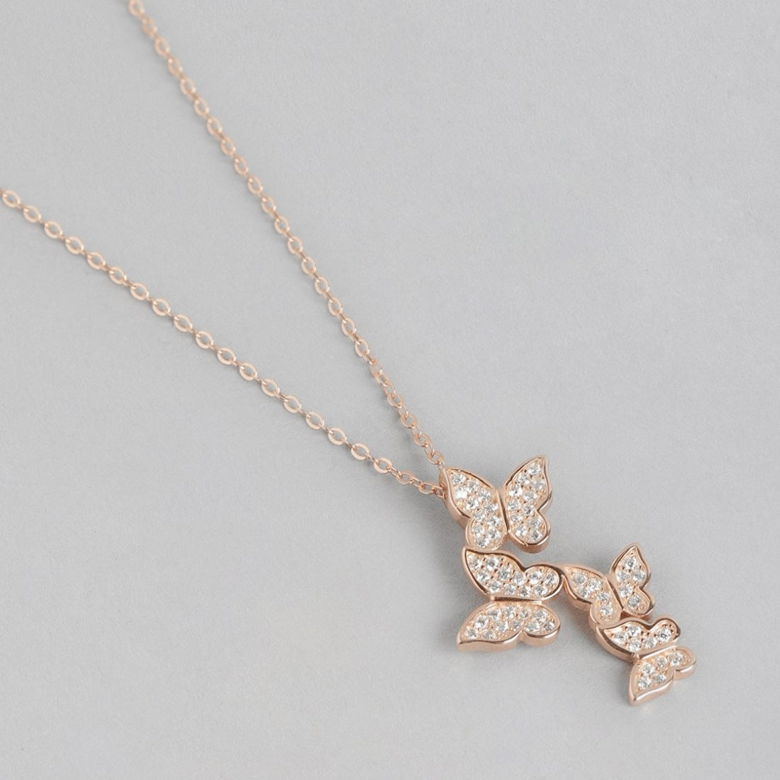 Butterfly Elegance CZ Rose Gold-Plated 925 Sterling Silver Necklace