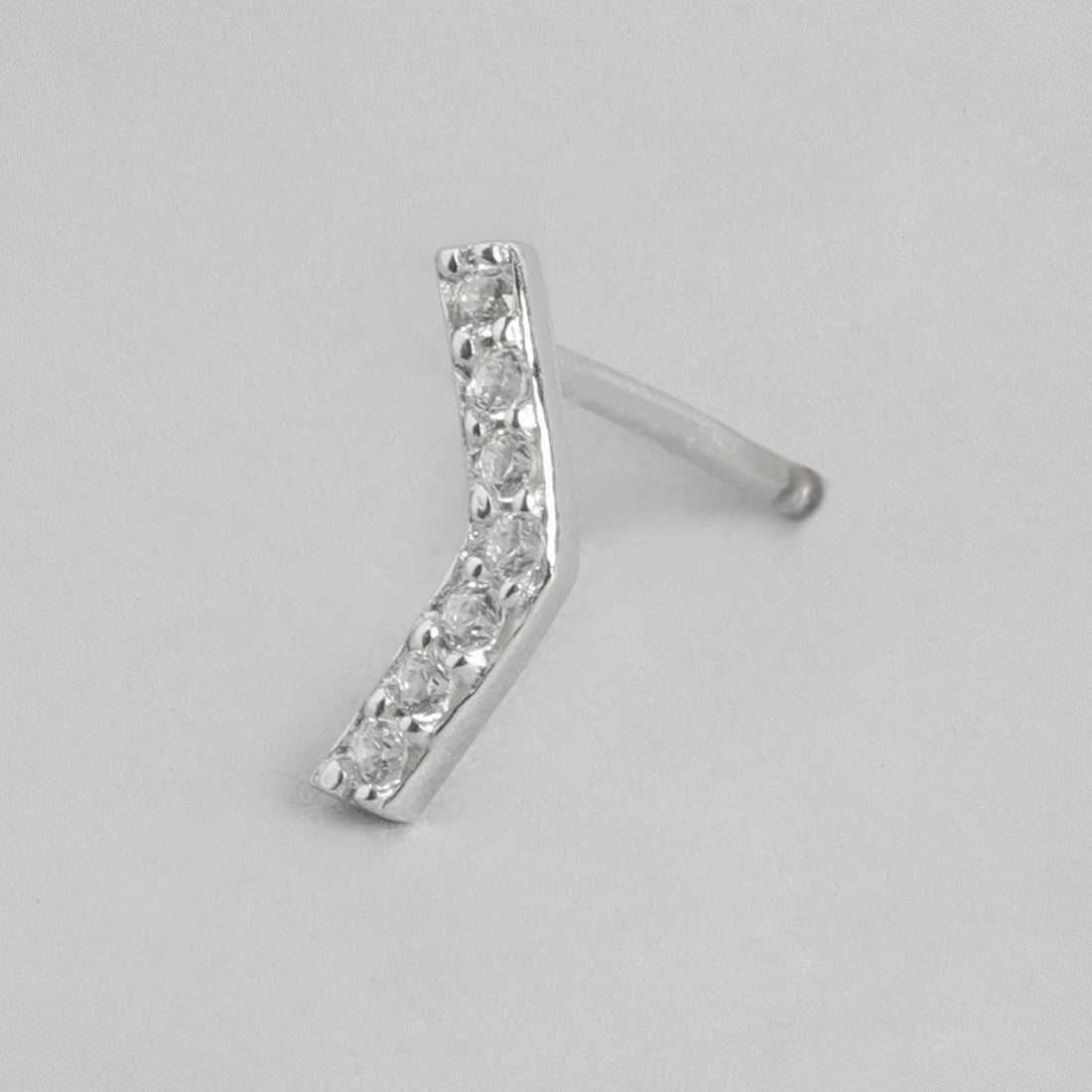 CZ Studded Minimal Rhodium Plated 925 Sterling Silver Studs