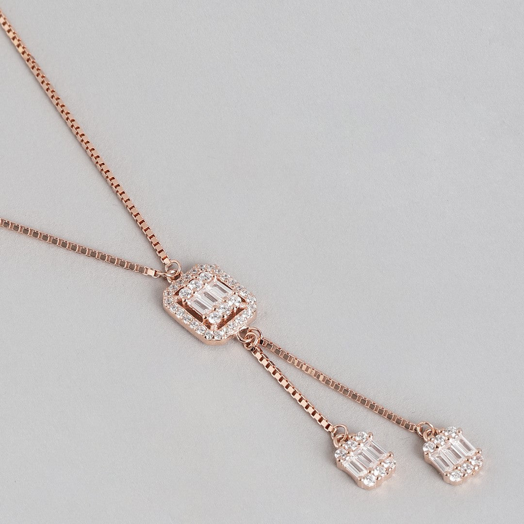 Luminous Love Rose Gold Plated CZ 925 Sterling Silver Gem Necklace