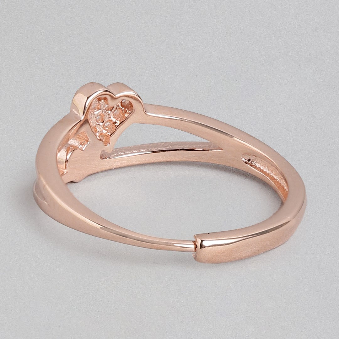 Dual Heartbeat Rose gold-plated 925 Sterling Silver ring for Her (Adjustable)