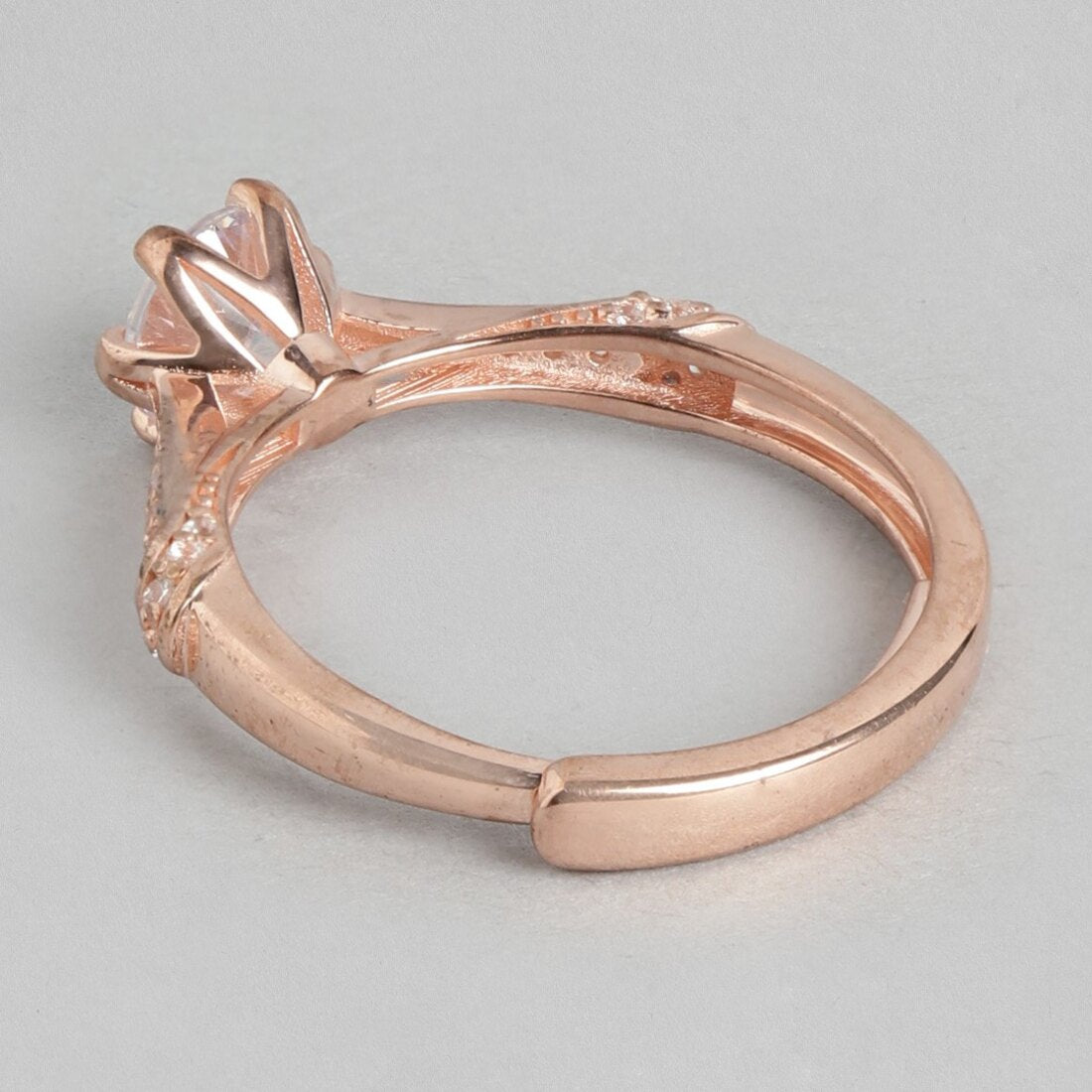 Blushing Rose Gold-Plated 925 Sterling Silver CZ Ring