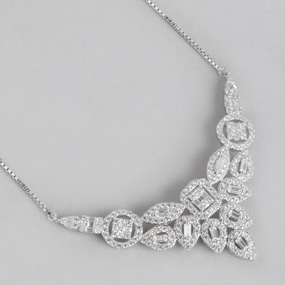 Dazzling Elegance CZ Rhodium-Plated 925 Sterling Silver Necklace with CZ