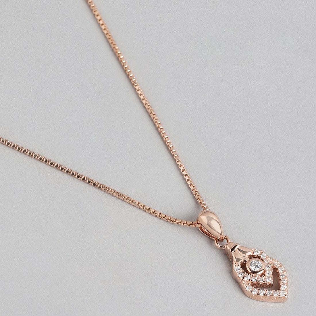 Hearty Elegance Radiant Rose Gold-Plated 925 Sterling Silver Pendant with Chain