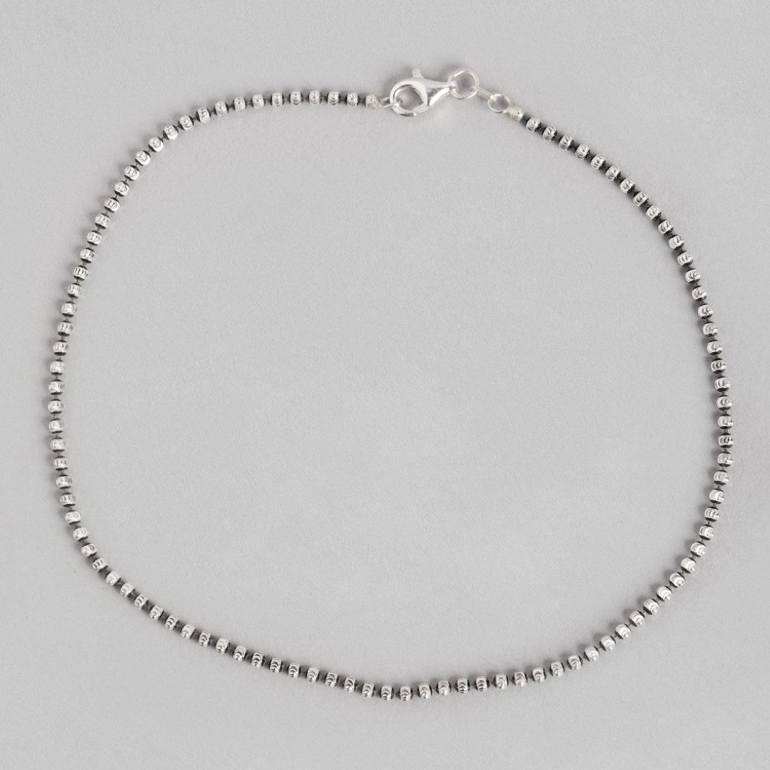 Radiant Rhythm Rhodium-Plated 925 Sterling Silver Beads Chain Anklet