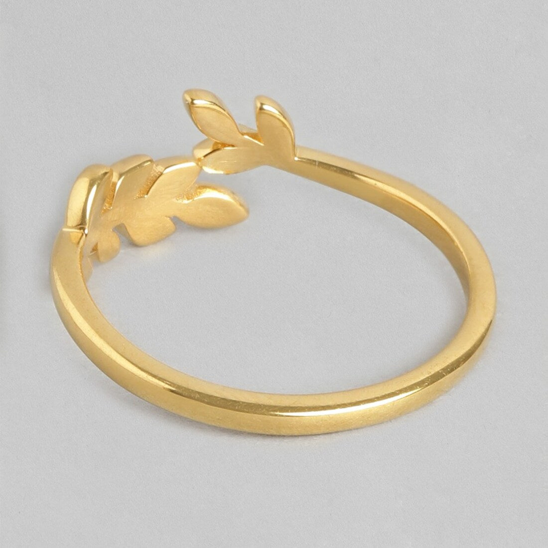 Golden Leaf Adjustable Gold-Plated 925 Sterling Silver Ring (Adjustable)