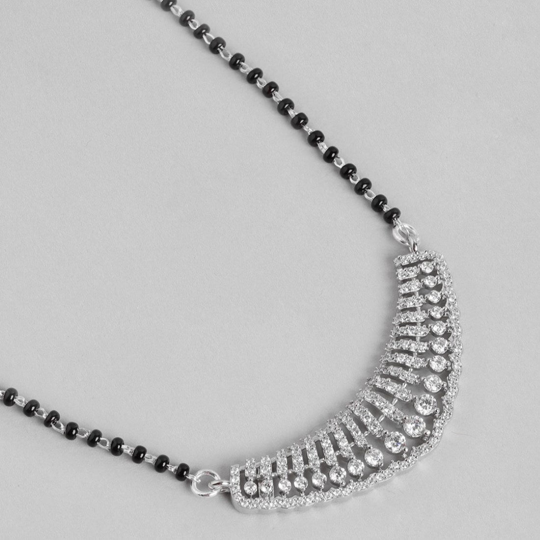 Abstract Radiance Rhodium-Plated CZ 925 Sterling Silver Mangalsutra