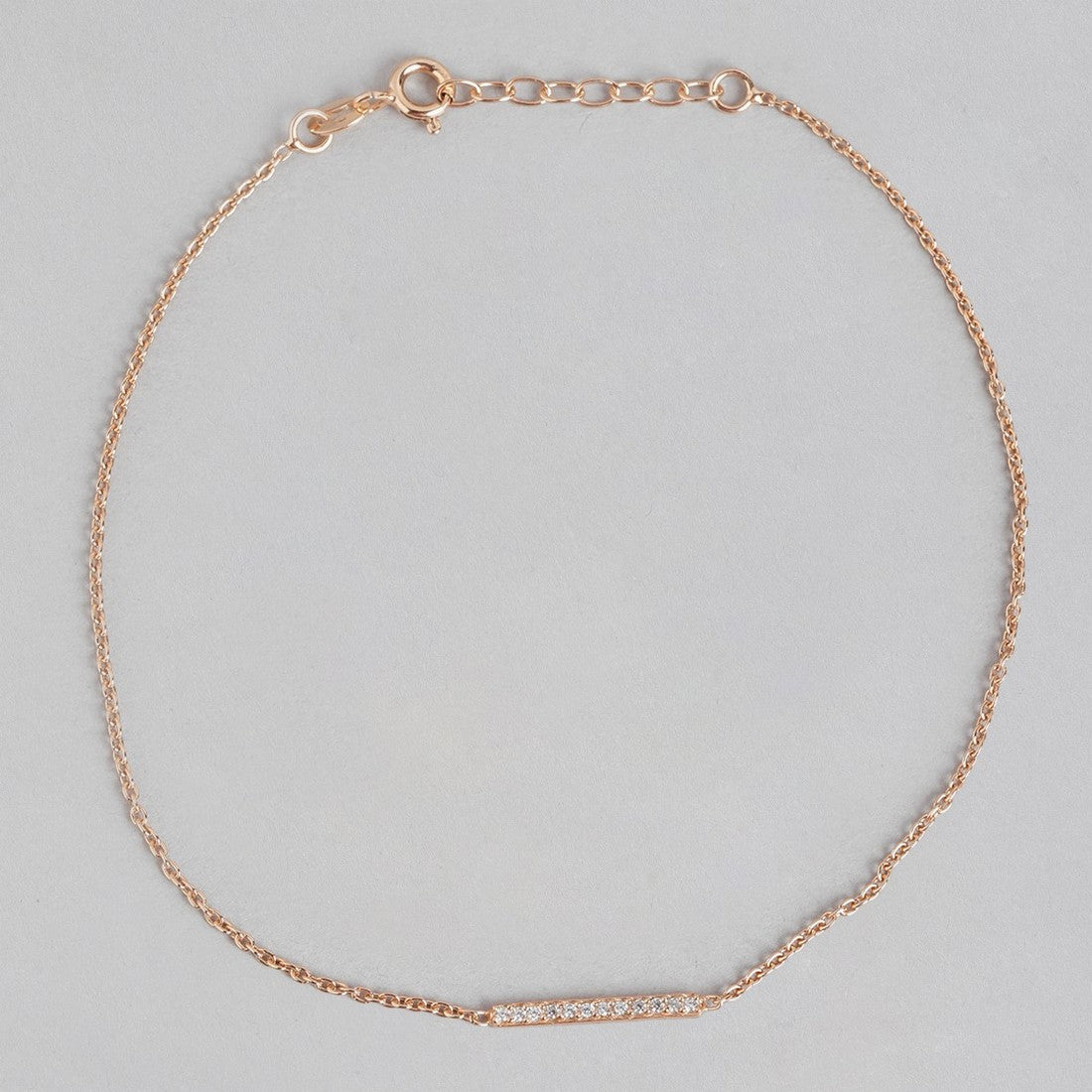 CZ Band Rose Gold Plated 925 Sterling Silver Chained Anklet