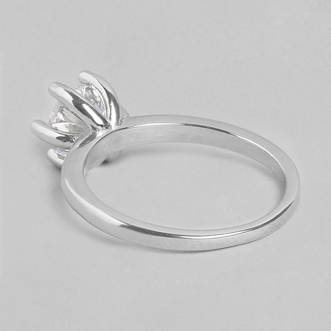 Classic Solitaire 925 Silver Ring (Adjustable)
