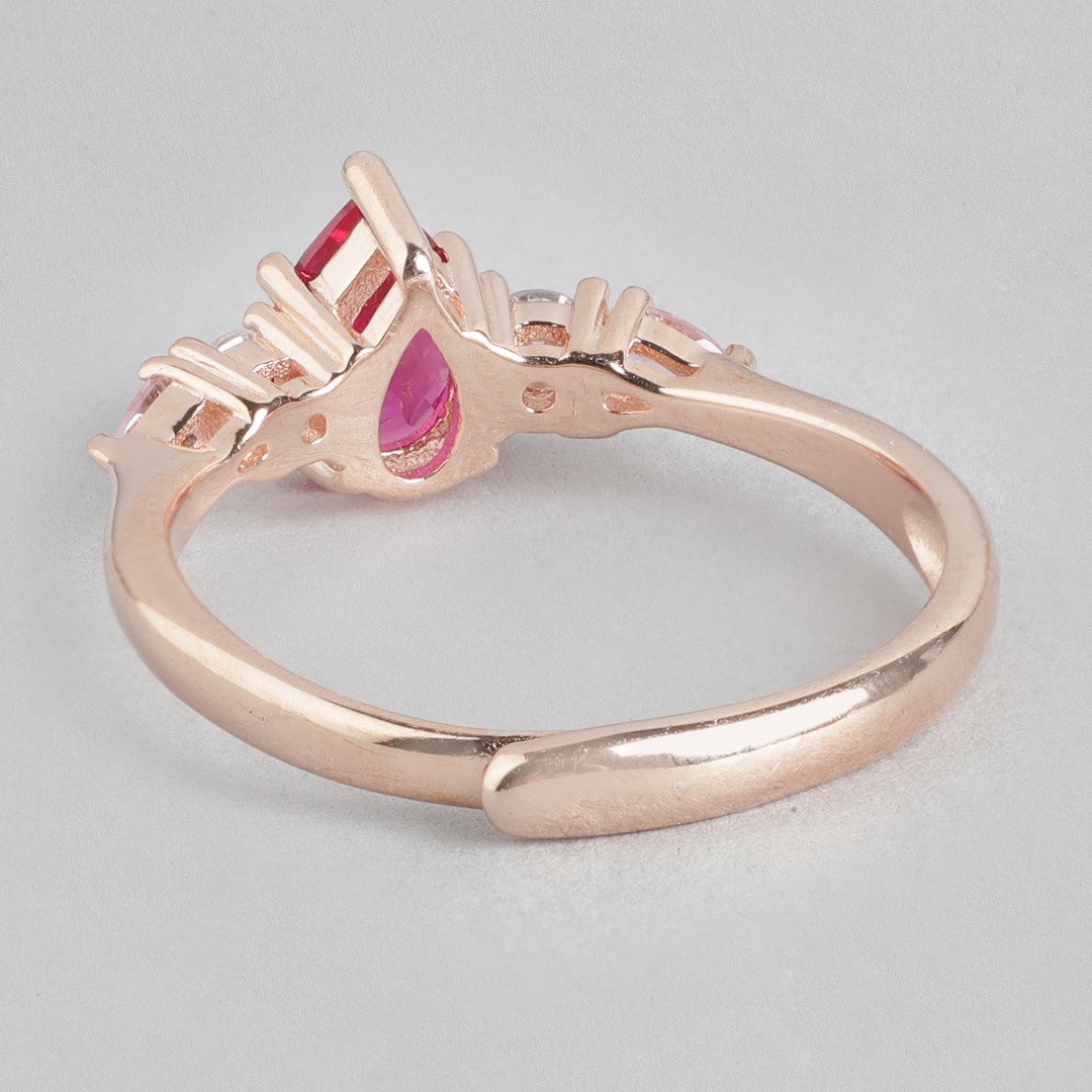 Pink Solitaire CZ Rose Gold-Plated 925 Sterling Silver Ring