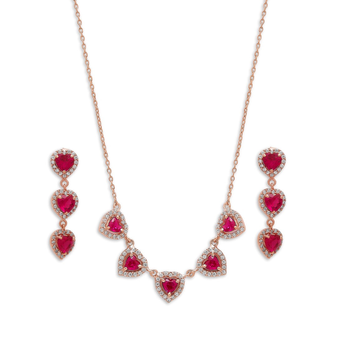 Heartfelt Elegance Rose Gold-Plated 925 Sterling Silver Jewelry Set