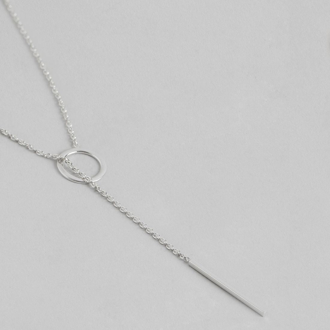 Round Drop Rhodium Plated 925 Sterling Silver Necklace