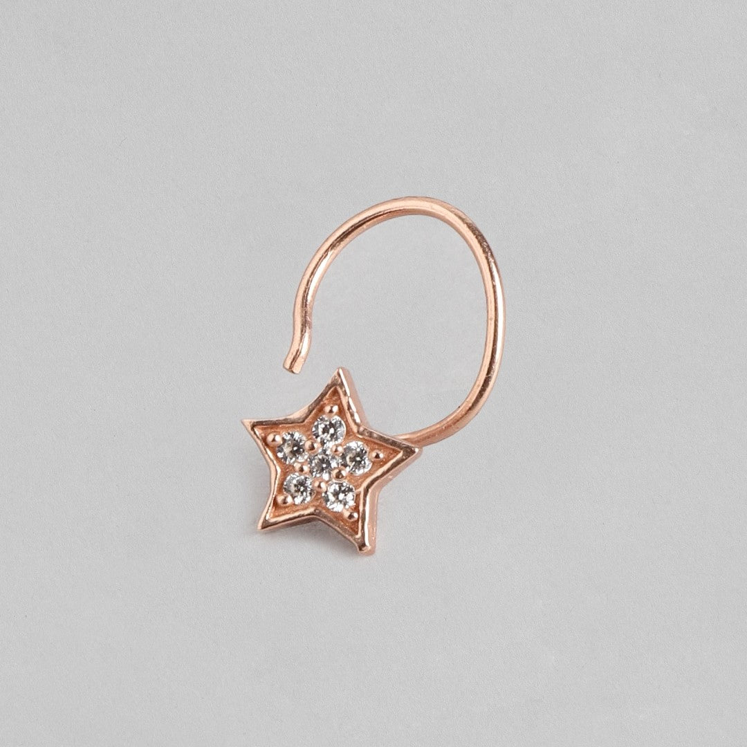 Starry Radiance Rose Gold-Plated Cubic Zirconia Star Nosepin