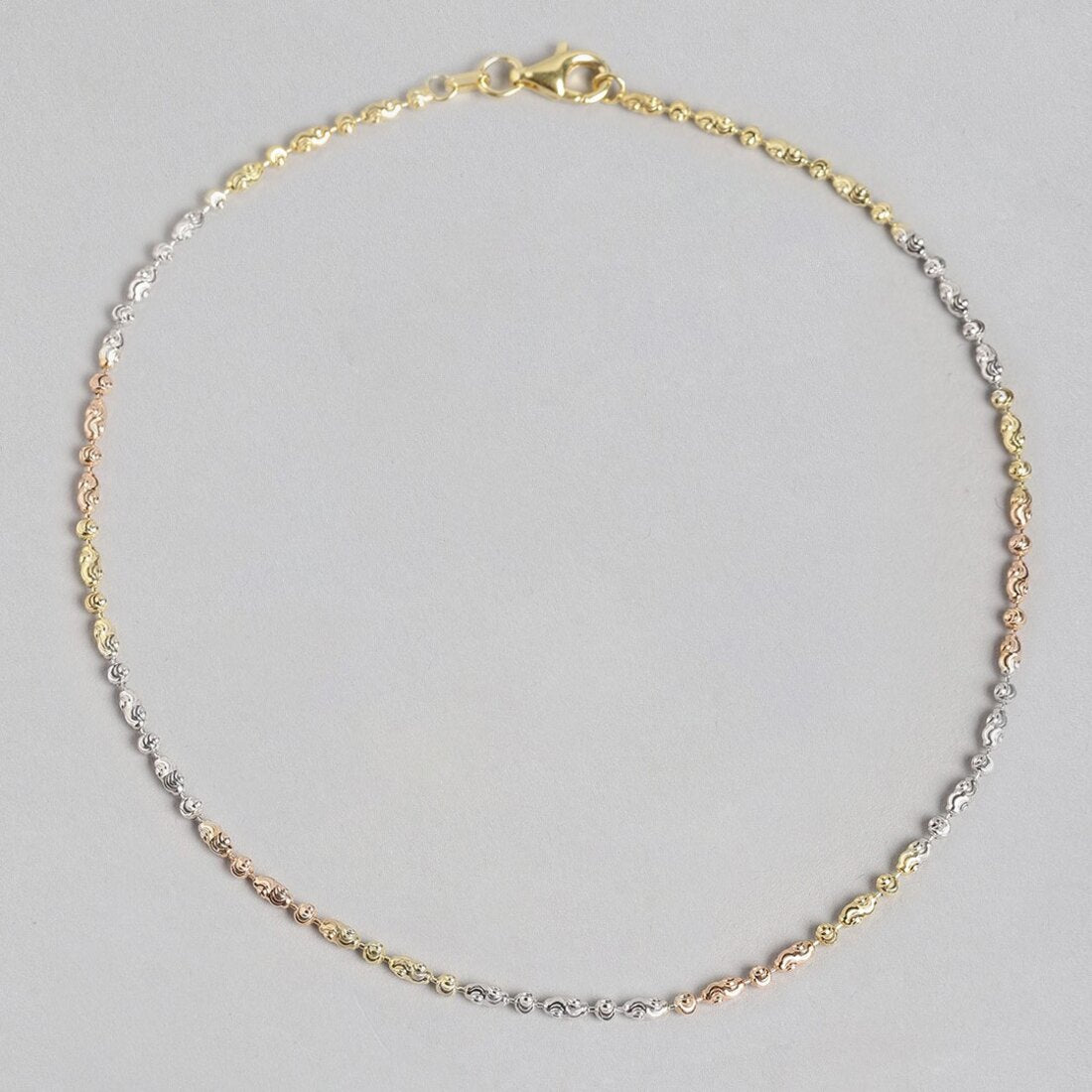 Triple Tone Weave Chain 925 Silver Anklet