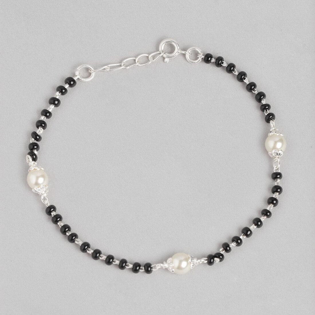 Elegant Harmony 925 Sterling Silver Bracelet with Bead and Pearl Accent