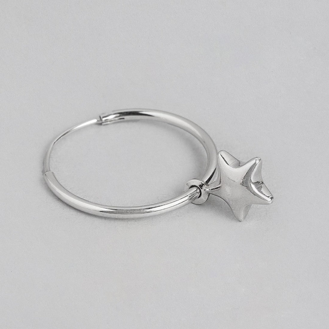 Stellar Drops 925 Sterling Silver Hoop Earrings with Drop-Stars