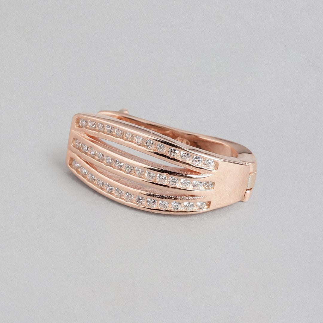 Blushing Beauty Rose Gold CZ-Adorned 925 Sterling Silver Hoops