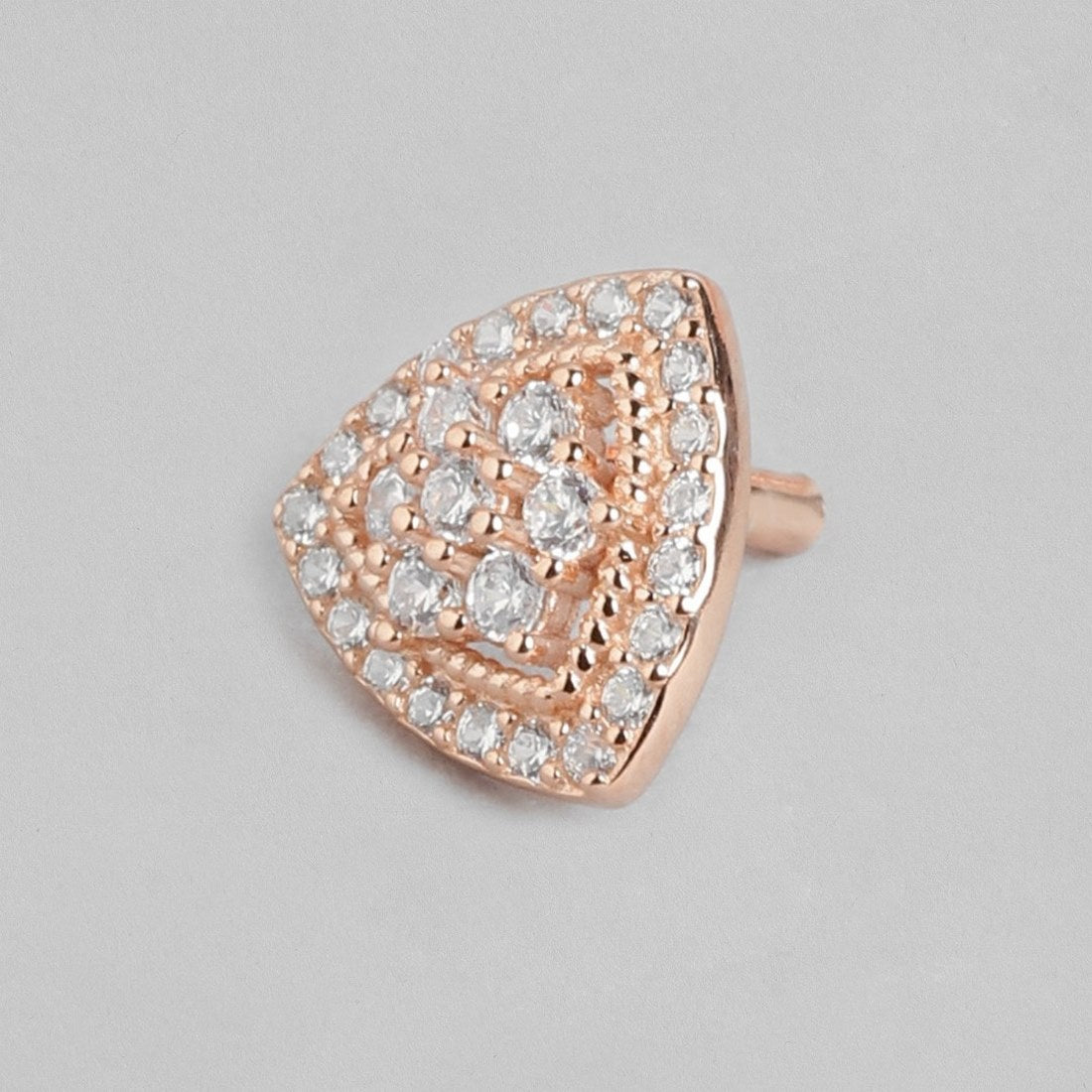 Triangle Floral CZ Rose Gold-Plated 925 Sterling Silver Earrings