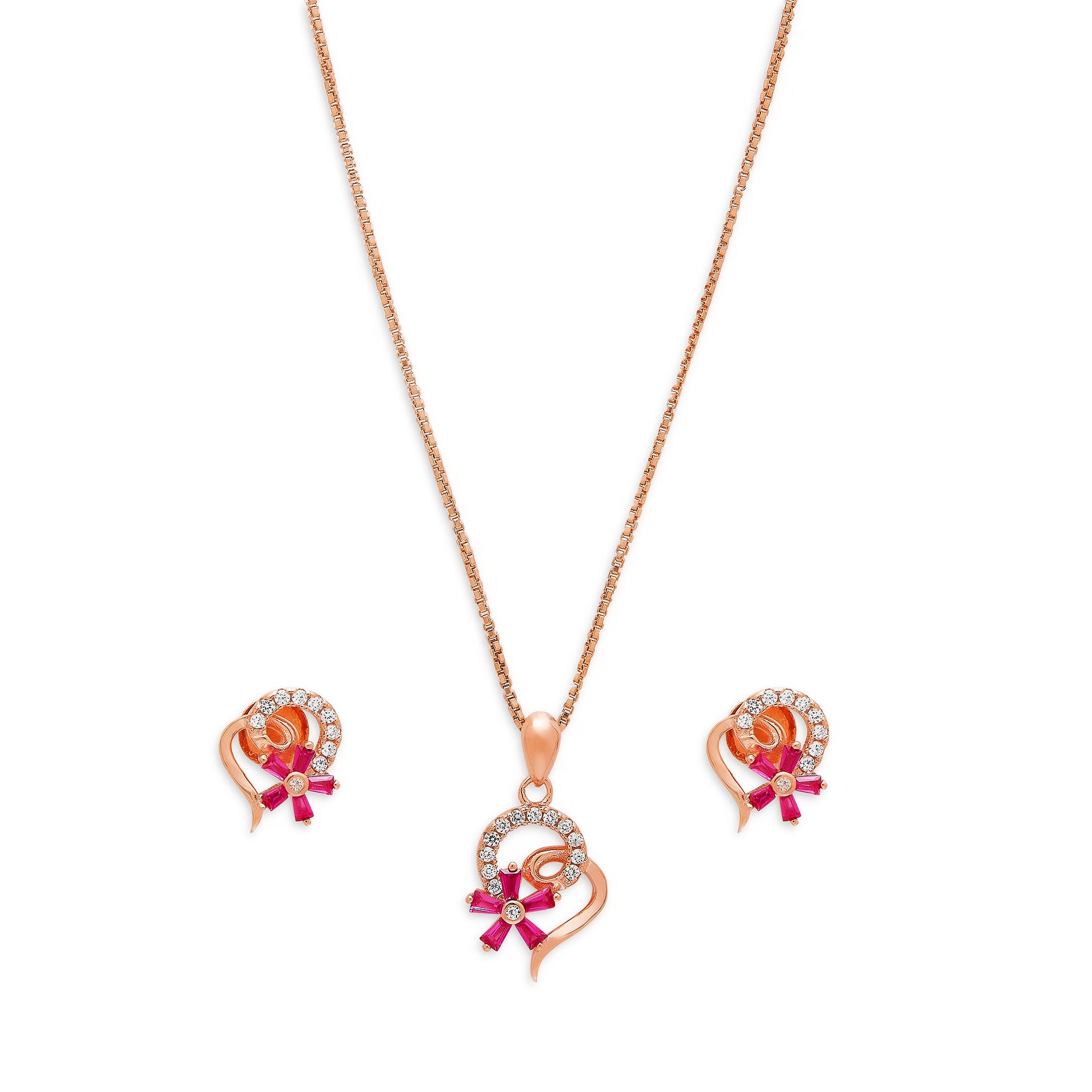 Blooming Rose Garden Rose Gold-Plated 925 Sterling Silver Jewelry Set