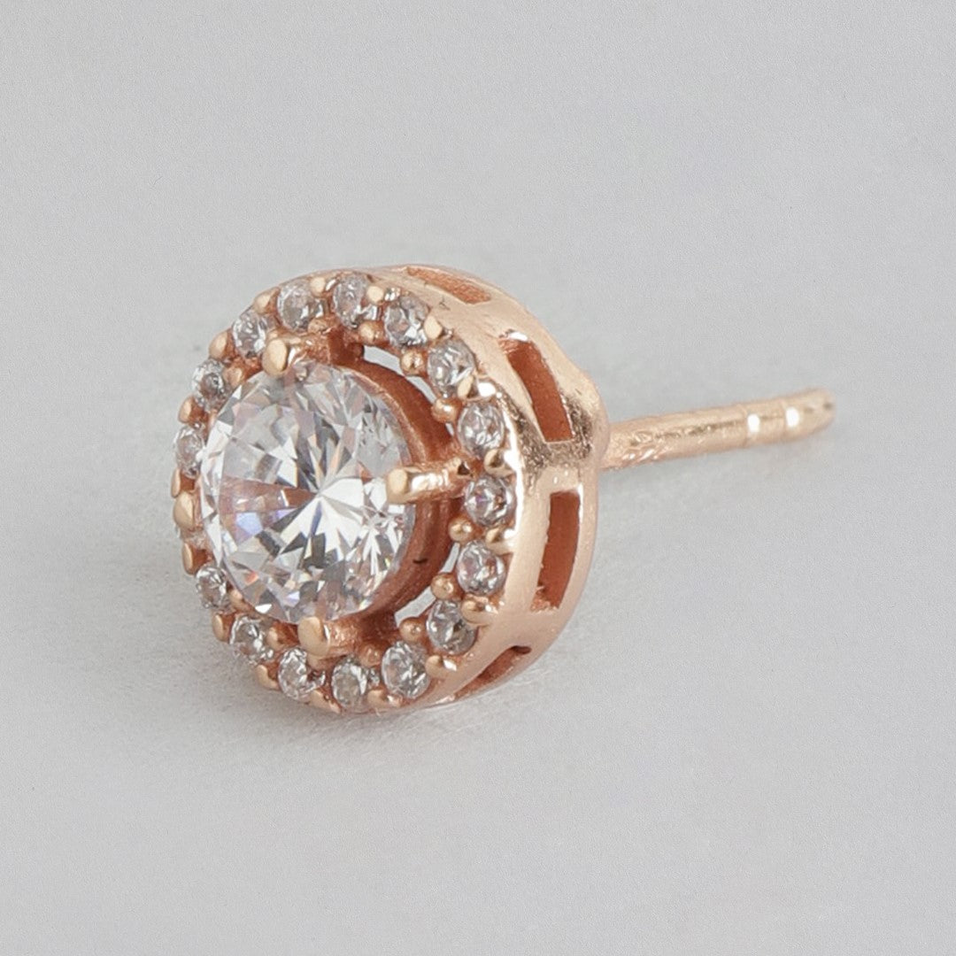 Radiant Blossoms Rose Gold Plated 925 Sterling Silver Earrings with Cubic Zirconia