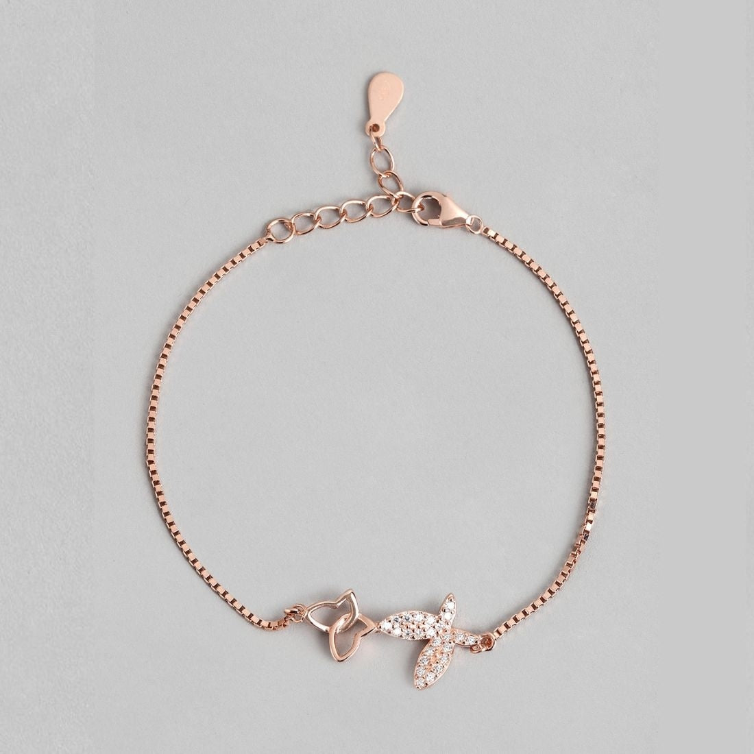 Butterfly Cubic Zirconia Rose Gold Plated 925 Sterling Silver Bracelet