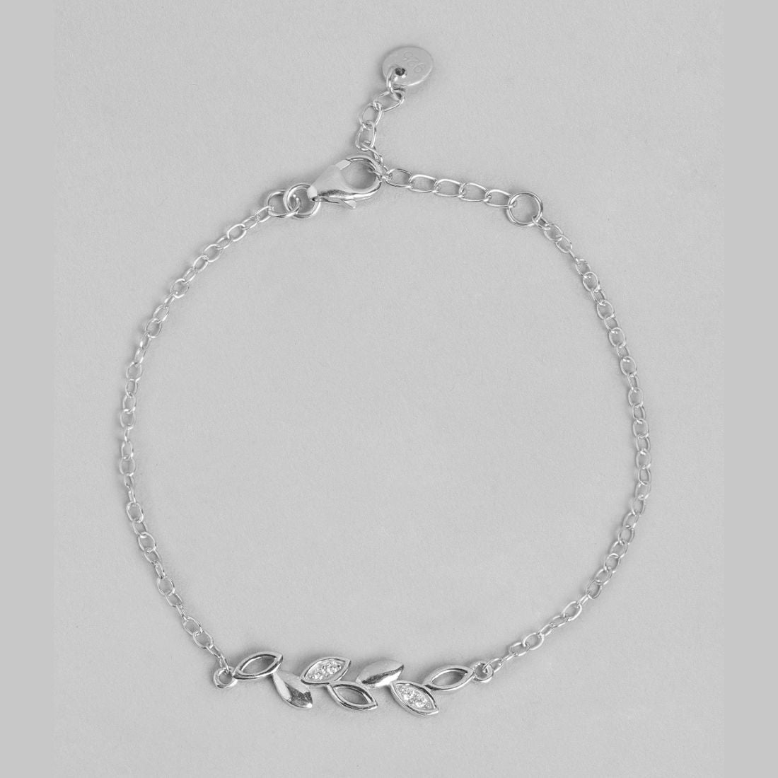 Leafy Glamour 925 Sterling Silver Bracelet with Cubic Zirconia
