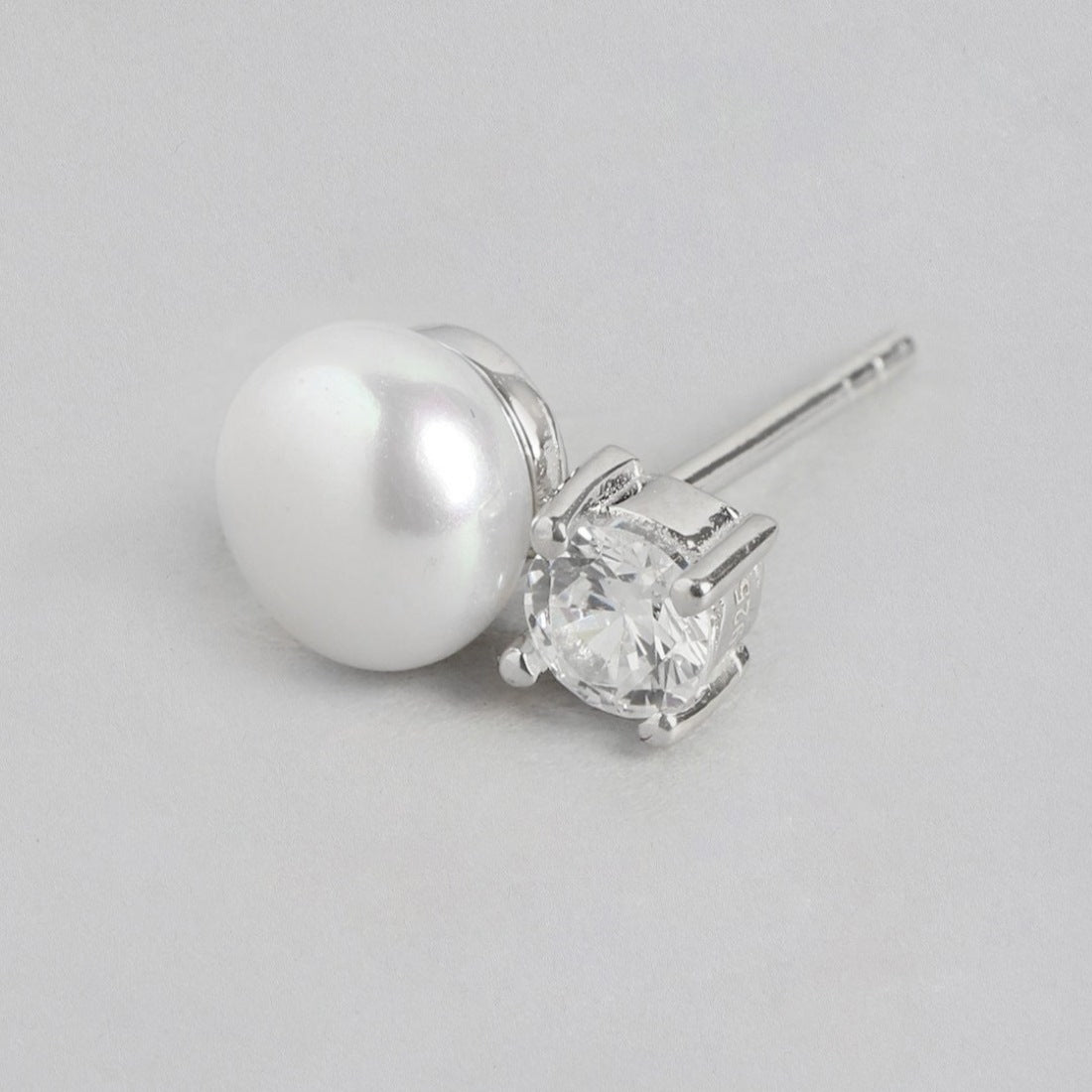 Pearlescent Radiance Rhodium-Plated 925 Sterling Silver Earrings with CZ
