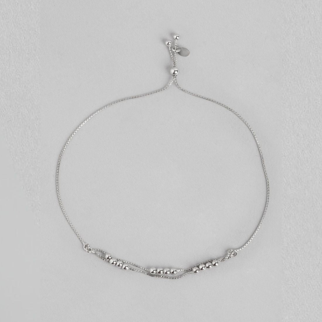Ballroom Radiance Rhodium-Plated 925 Sterling Silver Anklet with Box Chain