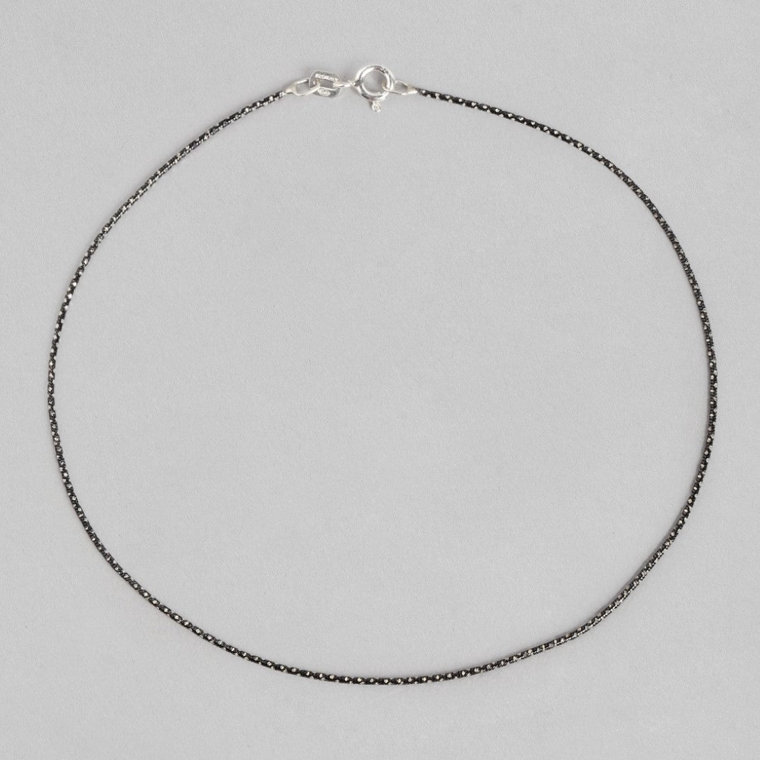 Luminous Links Rhodium-Plated 925 Sterling Silver Beads Chain Anklet
