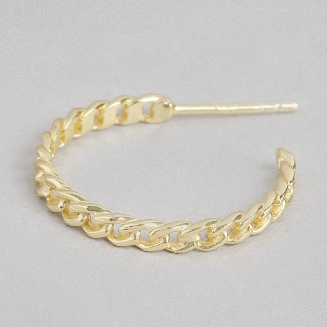 Golden Aura Gold-Plated 925 Sterling Silver Half Hoop Earrings