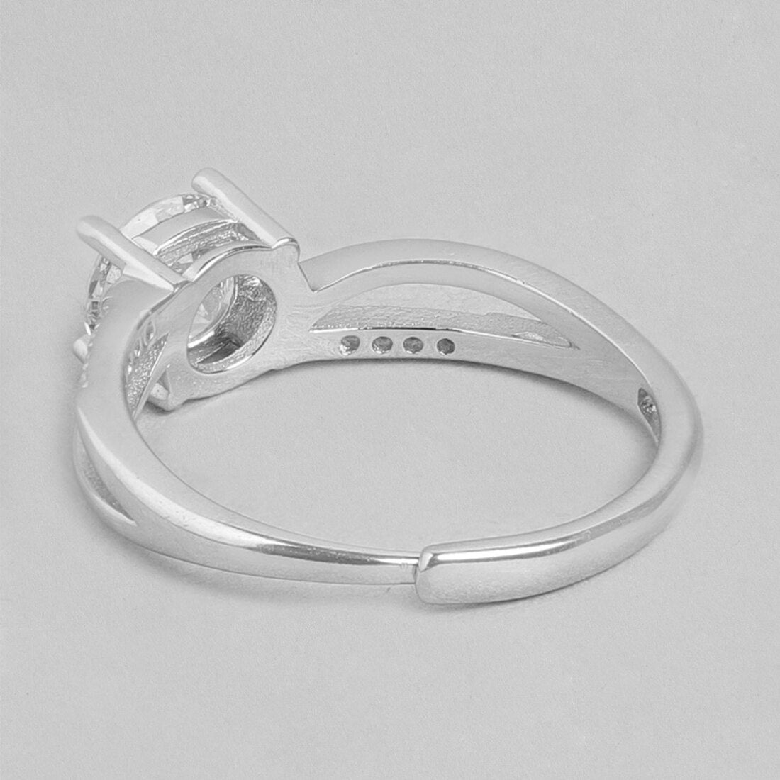 Twisted Solitaire 925 Silver Ring (Adjustable)