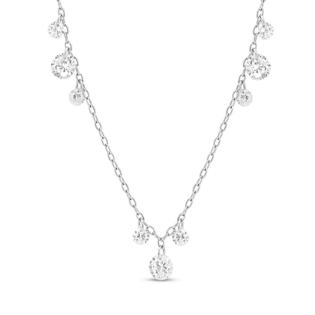 925 Sterling Silver Necklace with Crystal Charms